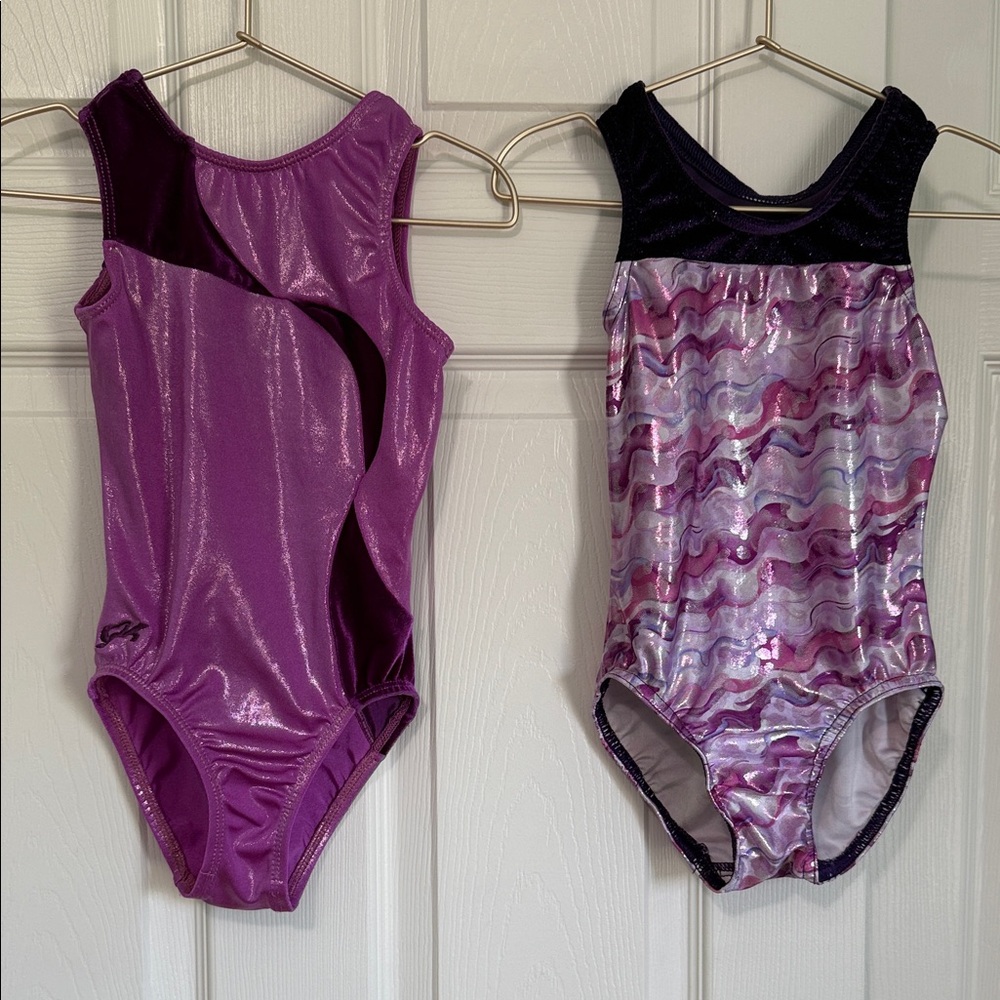 GK & Jam Wear Leos - Purple and Multicolor Gymnastics Leotards